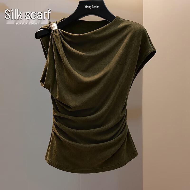 Sibaishe Women s Solid Slim Fit Short Sleeve T-Shirt M