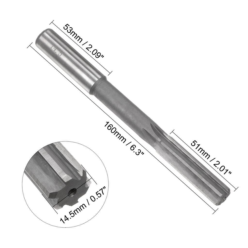 Uxcell 3.5-19.5mm Chucking Reamer HSS H7 6 Straight Flutes Machine Milling Cutter Tool