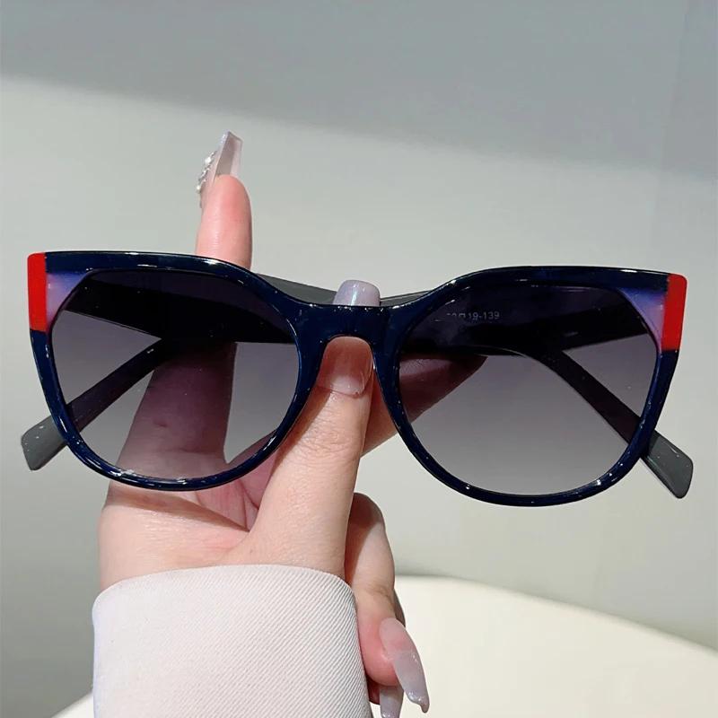 Oversized Cat Eye Sunglasses Women Fashion Vintage Patchwork Rim Gradient Shades Trendy Brand Design Anti-UV Sun Glasses