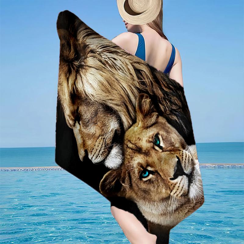 Lion Majesty In Fantasy Beach Towel, Super Soft Microfiber, Gift for Her/Him, Birthday, for Pool, Beach, Travel, Home Decor Fan Gifts