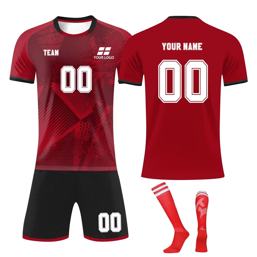 Men's Soccer Jersey Set Breathable Quick-Dry Sportswear with Shorts & Socks for Training & Matches