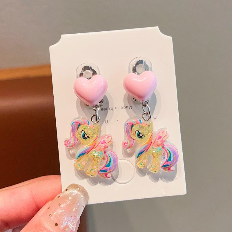 Children'S Ear-Free Ear Clips, Cute Girls' Pain-Free Earrings, Earrings, Cartoon Cartoon Girl Earrings, Jewelry.