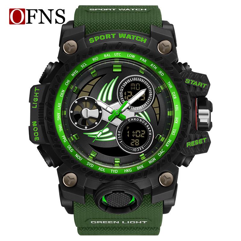 SANDA Men's Multi-function Dual Display Waterproof Sports Alarm Watch