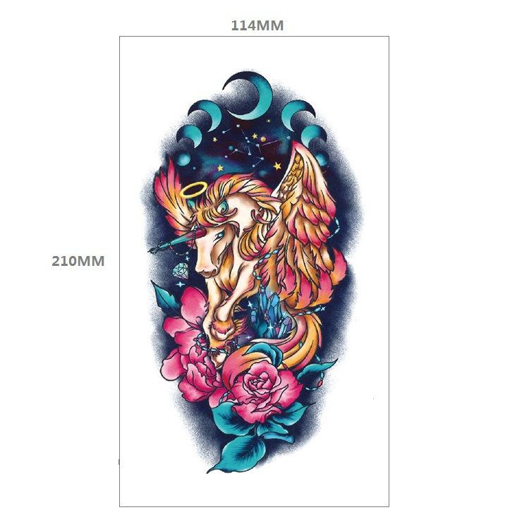 Red Rose Flower Arm Half Arm Tattoo Sticker Owl Hourglass Geometry Water Transfer Set Sticker
