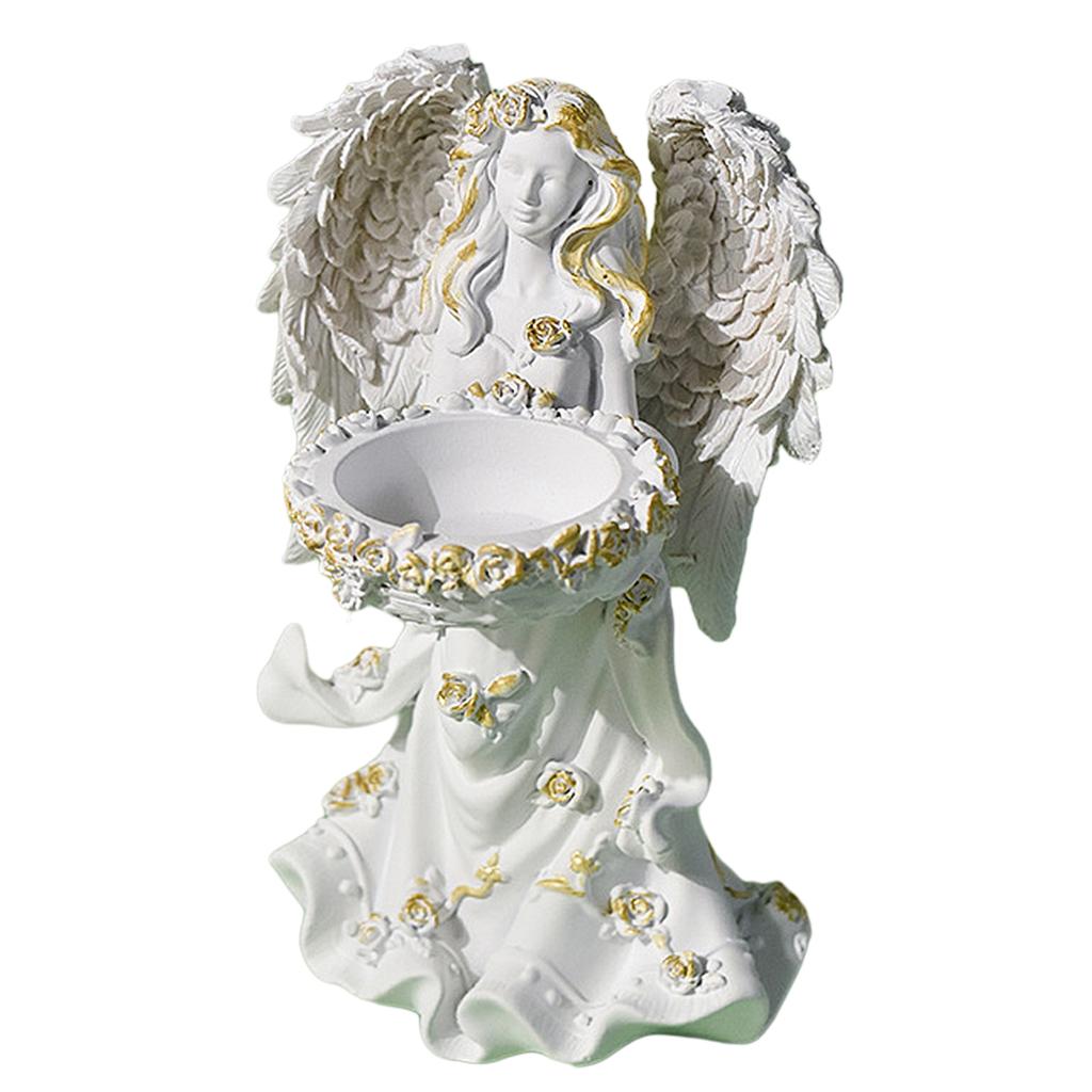 Angel Candle Holder Resin Decorative Props Handmade Sculpture Cute Figurine Fairy Candle Ornaments Office