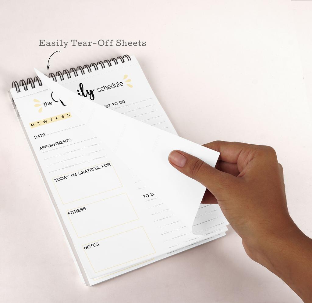 Inkdotpot To Do List Notepad – 6” X 9” Paper Stationery, Simple White Daily Schedule Planner Spiral Notepad Daily Checklist-(50 Sheets)