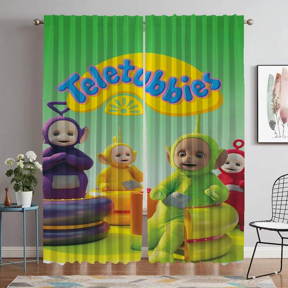 Nowoczesne zasłony do salonu 2 sztuki Teletubbies rolety dziecięce Zasłona zaciemniająca do pokoju 2 panele Dekoracja Halloween przegroda