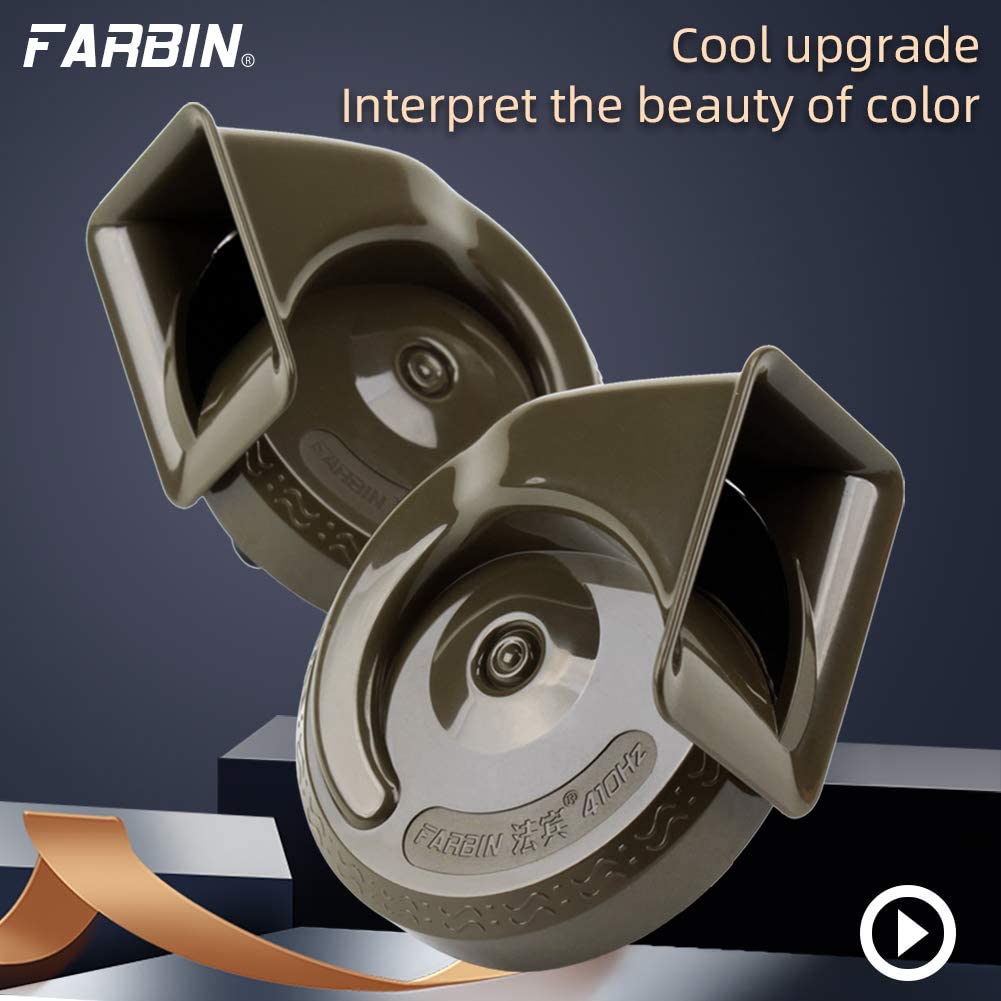 FARBIN Car Horn Loud 12v High/Low Tone Super Loud Horn Waterproof Electric Horn for Truck Motorcycle Train Black/Blue/Red/Yellow