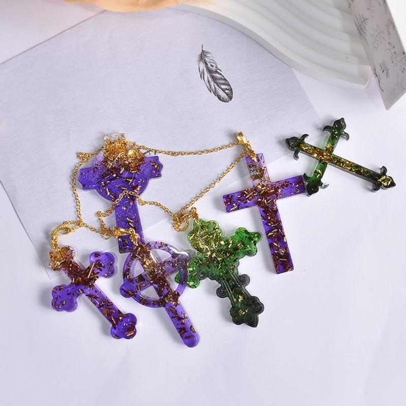 Diy Crystal Epoxy Mold Earrings Necklace Mold Pendant Decoration Various Styles Cross Irregular Mirror Silicone Mold