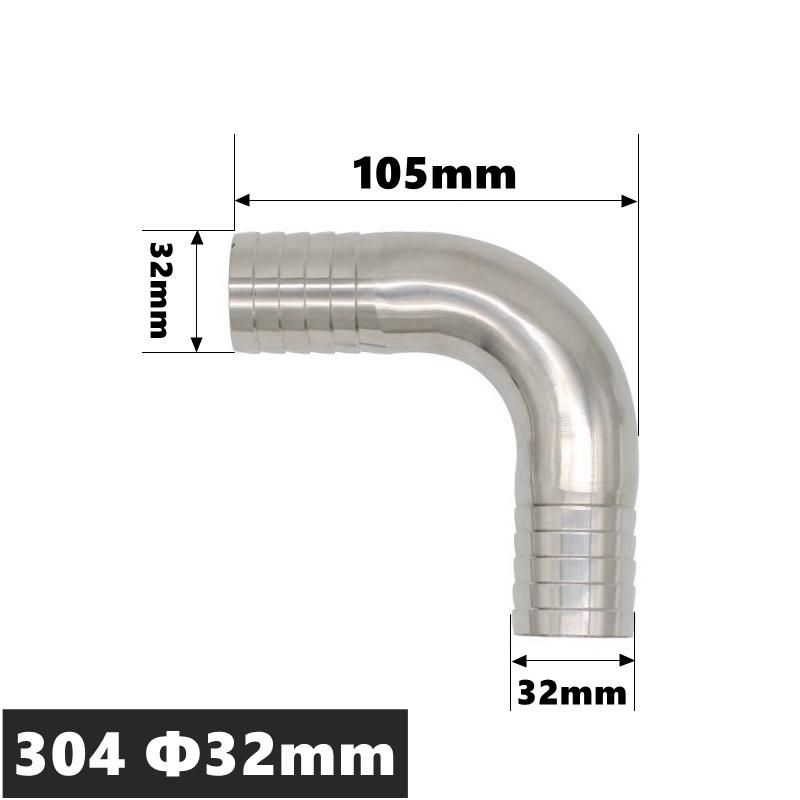 High Qulity 12.7 14 16 19 25 32 38 45 51 57 63 76 89 102mm Hose Barb Tail Elbow 304 316 Stainless Sanitary Pipe Fitting Homebrew