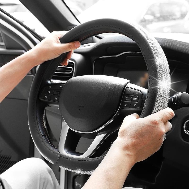 2022 Bling Bling Diamond Strass Crystal Car Cover Volan Piele PU Accesorii Auto Carcasă Auto