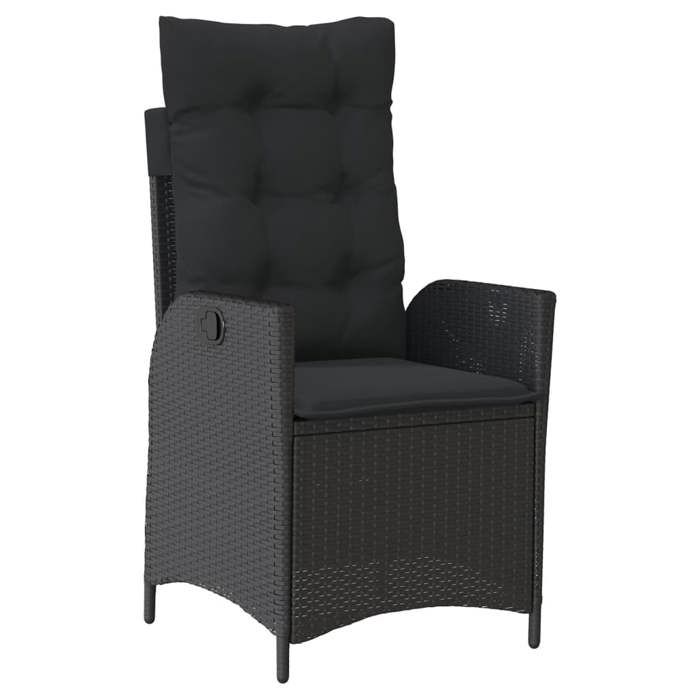 VidaXL Garden Dining Set Cushions 7pcs Black Wicker 3213072