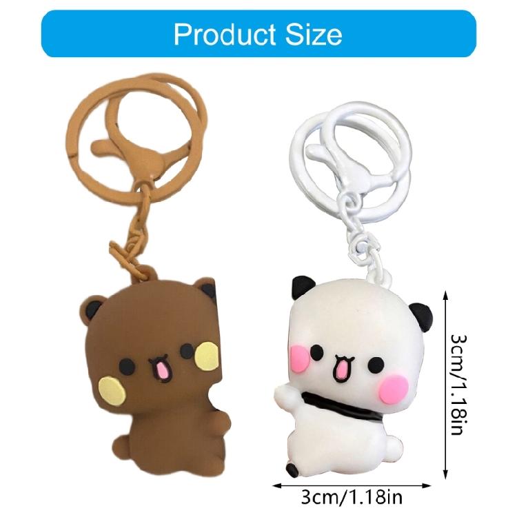 Magnetic Closure Panda Keychain Pendant Decoration Cute Cartoon Design Backpack Charm Gift for Students 1pc/2pcs
