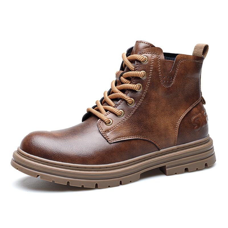 

Повседневные мужские ботинки Модный минималистичный британский стиль Отдых на природе Вечеринка Повседневные мотоциклетные офисные высокие кожаные туфли 44 коричневый