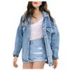 Frauen Retro Oversize Lose Knopf Jacke Casual Denim Jeans Taschen Mantel Outwear