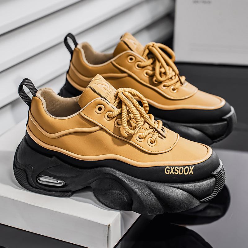 2026 spring and autumn new leather versatile trendy men's fashion trend sports and leisure platform men's shoes non-slip and wear-resistant men's shoe
