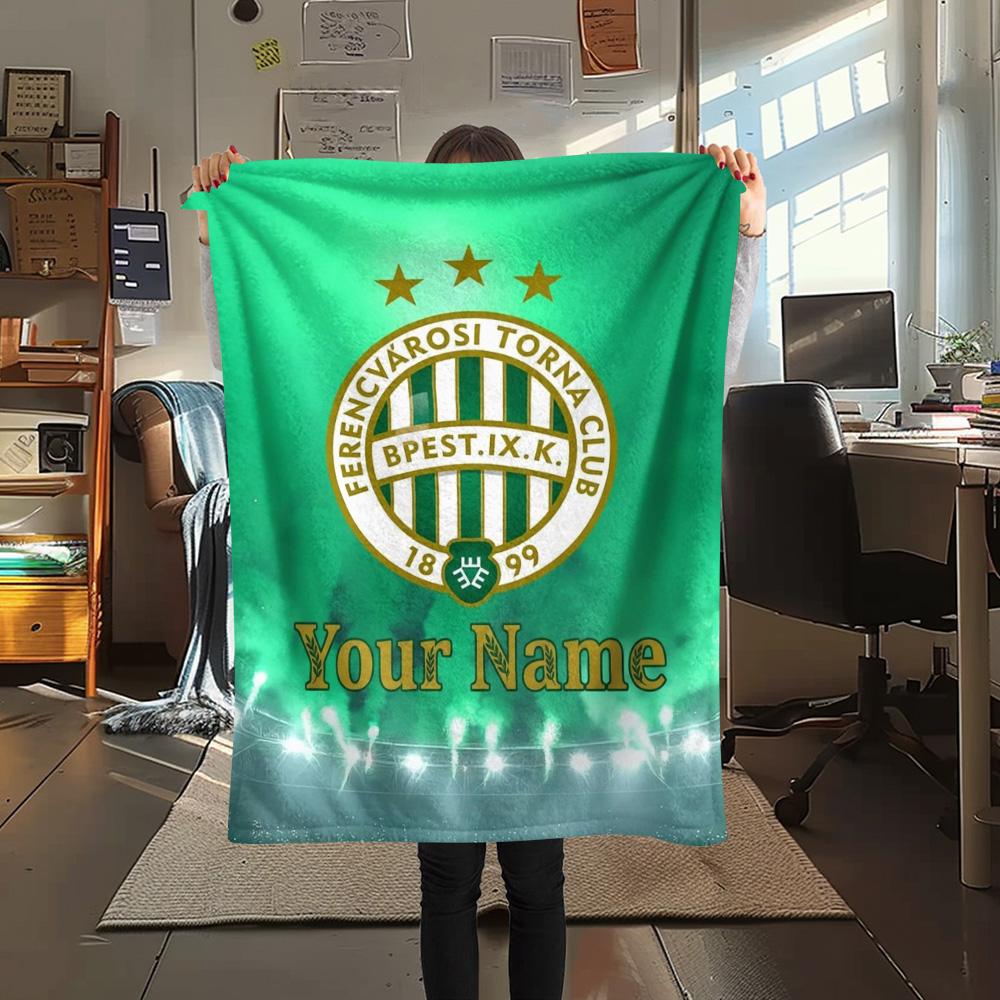 1 Stück Ferencv Rosi Torna Club Fahne Benutzerdefinierter Name Gemustert Flanell Decke Geeignet für Alle Jahreszeiten Für Heimdeko Wärme Und Komfort Geschenke Feiertagsgeschenk