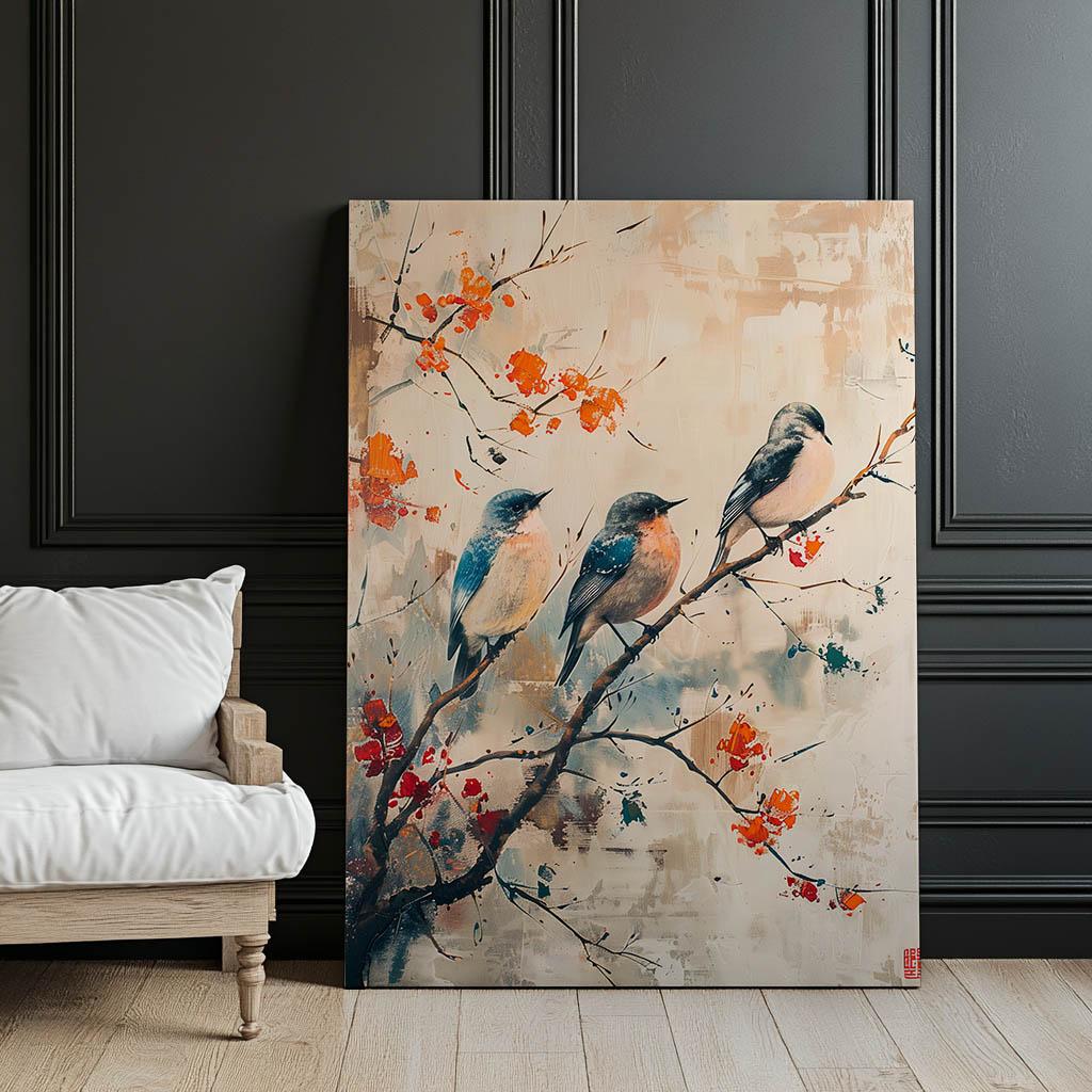 A Branch Full of Life A Branch Full of Life, 30X40 Cm, Unframed, Premium Canvas On Stretcher