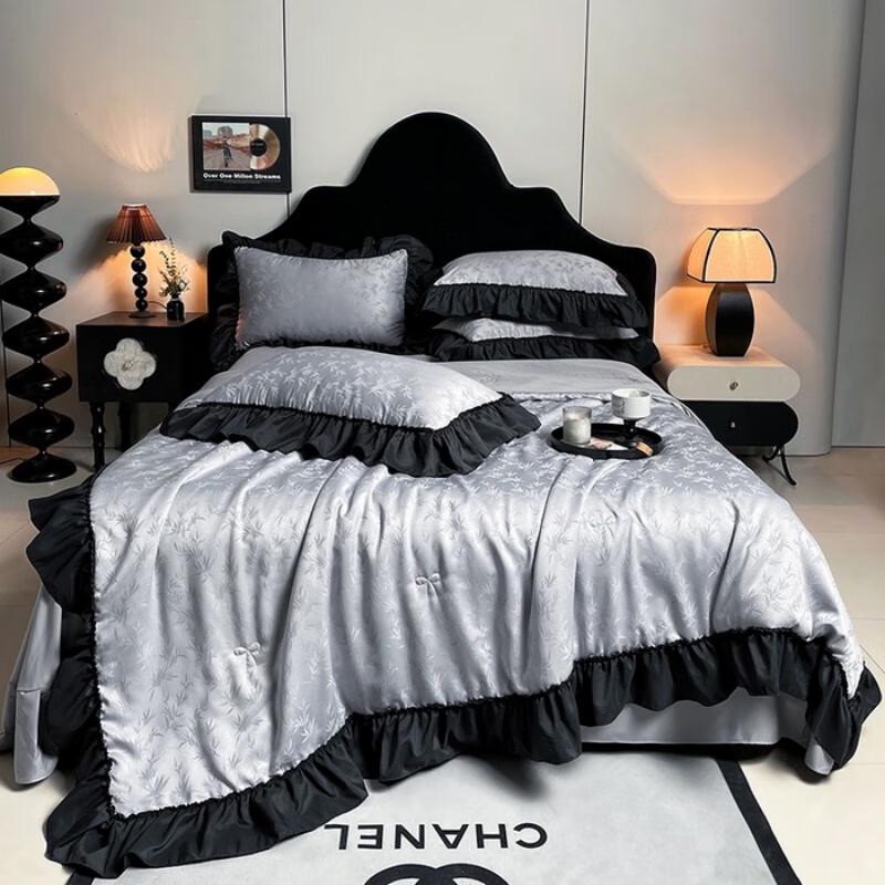 Lilang Jacquard Cooling Silk 4-Piece Summer Quilt Set