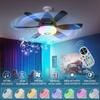 Socket Ceiling Fan With RGB LED Light And Remote Control E27 Screw Ceiling Fans Lamp With Bluetooth Speaker For Bedroom Lighting