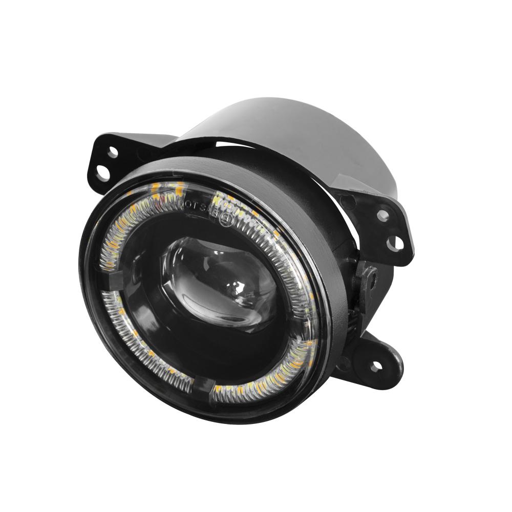 A Pair of 4 Inch Car Fog Lamps With Halo Ring Angel Eyes Fit For Wrangler JL 2007-2025 For Dodge For Chrysler For Land Rover