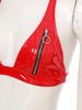 Womens Patent Leather Bralette O-Ring Y Back Zipper Front No Pad Cup Crop Top Clubwear Disco Top