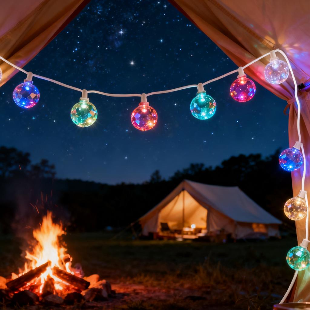 Globe String Lights Battery Powered Type Colored IP66 Waterproof LED Bulb String Lights for Christmas Holiday Decorations