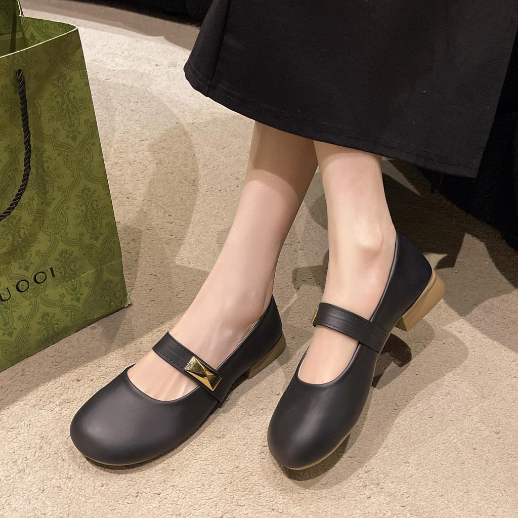 Mary Jane women's shoes spring new casual and comfortable with round head low heel shallow mouth soft sole single shoes women