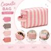 Zip Top Cosmetic Bag Striped Makeup Organizer Reusable Storage Bag  Daily Use