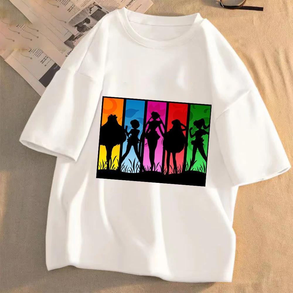 Sailor Moon Women Anime Casual T-shirt Summer Adult Cartoon Cute Tees Round Neck Printed Clothing Short Sleeve Fashion Tops Gift
