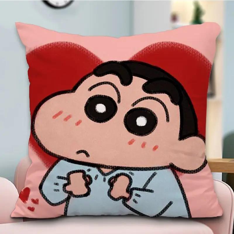 Crayon Shin-chan Pillow Case Cartoon Square Cushion Case Dustproof Pillow Cover Home Sofa Living Room Bed Couch Decor Pillowcase