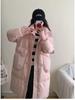2025 Women's White Mid-Length Hooded Down Jacket - Winter Korean Style, Over-the-Knee, Loose Fit, Thick & Warm Coat