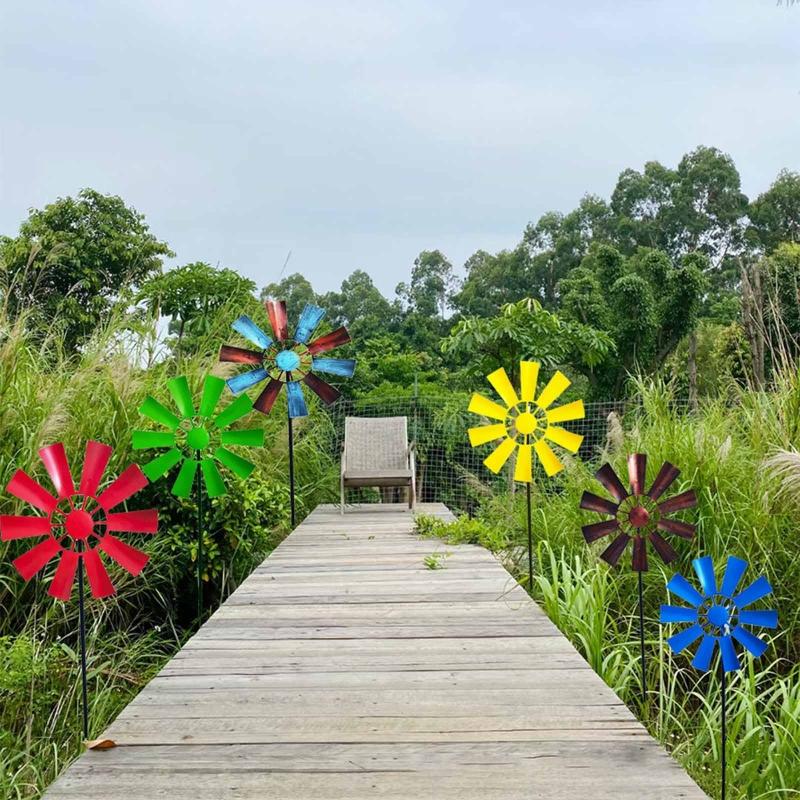 Outside Colorful Iron Spinner for Garden and Yard Decoration Wind Spinner Outdoor Bird Device Windmill Outdoor