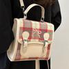 Casual Versatile Niche Plaid Backpack for Women New Style Small Backpack Contrasting Color Mini Handbag