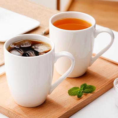 2 Stück Kaffeebecher aus Keramik, große Kaffeetassen, weiße Kaffeebecher aus Keramik für Latte, Tee, Cappuccino, Kakao, mikrowellengeeignet