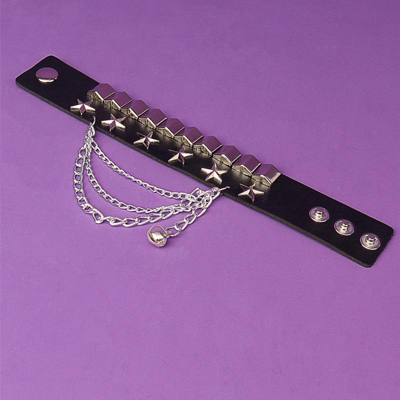 European/American Punk Star Rivet Leather Bracelet - Non-Mainstream Rock Style for Couples.