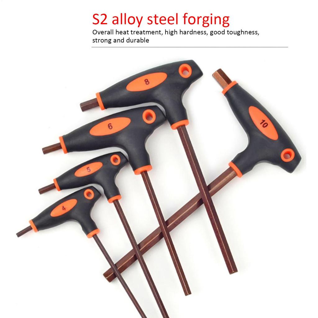 8pcs T-shaped Hexagonal Wrench Set Double-ended T Handle Allen Wrench Hexagonal Key Repair Set For Home Repair