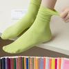 Japanese Korean Women Ice Thin Loose Calf Tube Socks Summer Nylon Socks Fashion College Style Solid Color Socks