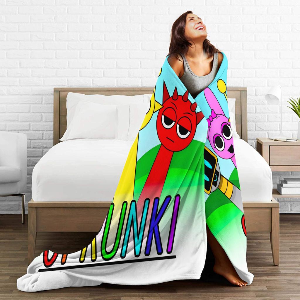 Sprunki Game Flannel Blanket Pinki Raddy Simon Funny Throw Blankets for Home 200x150cm Bedspread,