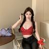 Polka Dot Sling Vest with Chest Pad, Women's Summer Inner Strap, Backless Slim Short Pure Desire Spice Girl Top