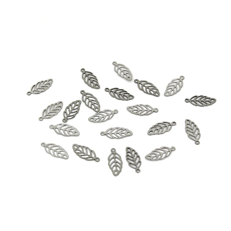 50-30Pcs Stainless Steel Tree Leaf Charms Leaves/Love Heart/Shell Pendant for Earrings Bracelet DIY Jewelry Making Accessories