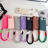 Wallet Card Slot Holder Silicone Slot Lanyard Phone Case for IPhone 17 Air 17E 16E 15 14 Plus 13 12 11 Pro Max Wristband Cover