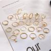 22PCS/SET Korean Exquisite Hollow Butterfly Heart Flower Knuckle Rings Set For Women Men Trendy Geometric Leaf Ring Jewelry Gift