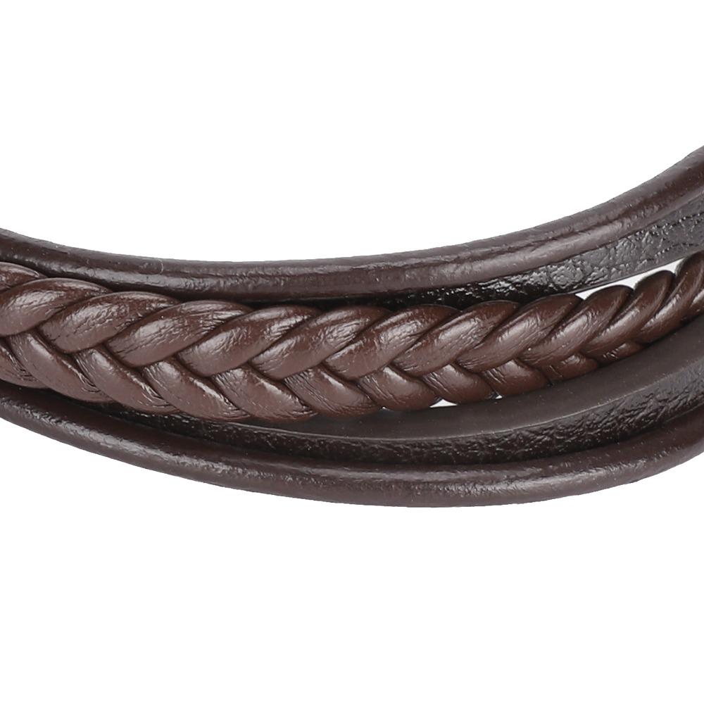 2pcs PU Leather Leather Bracelet Brown Multi-Strand Bracelet Fashion Braided Bracelet For Men