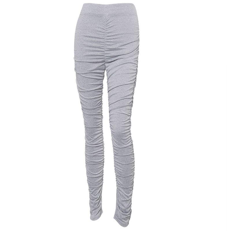 Women High Waist Stacked Pants Solid 