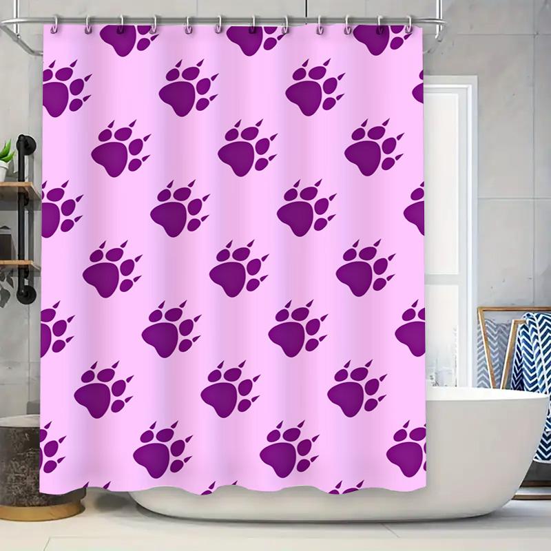 

Новая водонепроницаемая и устойчивая к плесени шторка для душа с рисунком медвежьей лапы, фиолетовая, подходит для украшения ванной комнаты 90x180cm