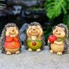 3 vnt. Mini ežiuko figūrėlė Mielas mažas keraminis gyvūno statulėlė Pasakų sodui Bonsai vazonams Mikro kraštovaizdžio dekoras
