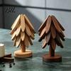 Heat Resistant Trivet for Kitchen Collapsible Wooden Trivets Hot Dishes, Christmas Tree Shaped Pot Mat Table, Wood Unique Gift Mom Holder Set