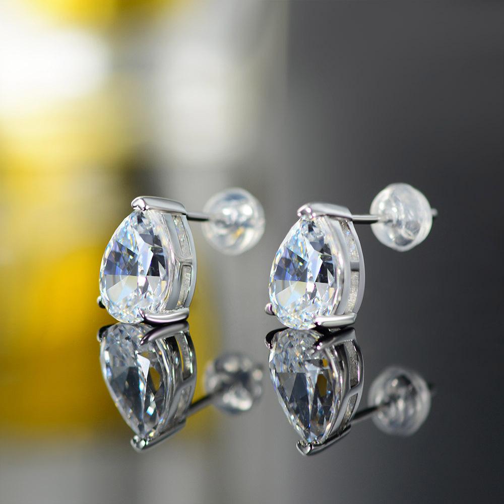 Tancise Jewelry 925 Sterling Silver Earrings Drop Single Diamond Jewelry.