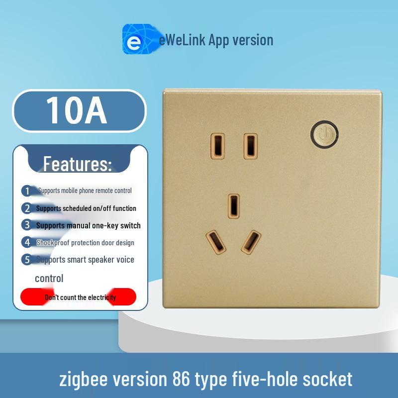 eWeLink Smart WiFi Wall Socket 86 Type 10A - Remote, Voice-Controlled App for Mobile